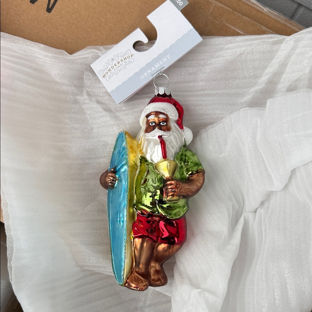 Wondershop Santa with Surfboard Ornament